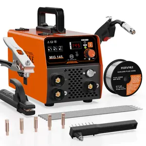 FEIFANKE MIG145A Flux Core Welder with 110V, 3-IN-1 Gasless MIG/ARC/Lift TIG  welder machine,portable IGBT Inverter synergic control Welding Machine with LED Digtital Display ,For Repair Work＆DIY＆gift