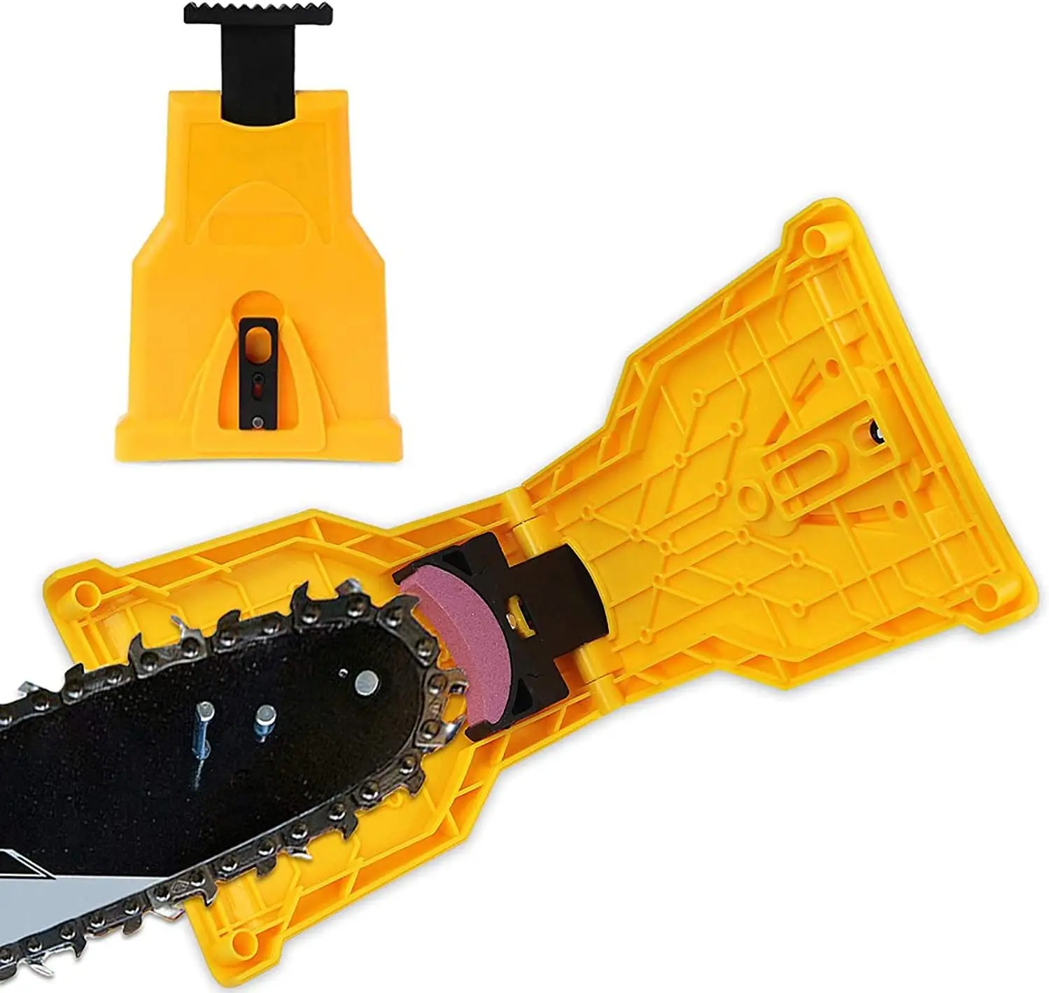 Portable Teeth Chainsaw Sharpener, Proprietary Bar-Mount Chain Saw Fast Sharpening Tool, Fit for 14/16/18/20 Inches Two Holes Chain Saw Bar toolupgrade