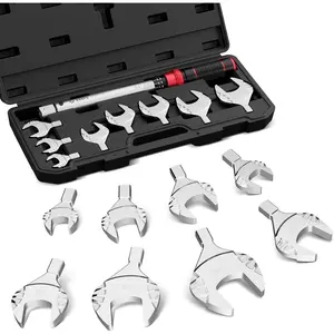 HVAC Torque Wrench 10-80 Ft-lb, 9x12mm, Adjustable Click Torque Wrench with Open End Heads (17-32mm), +-3% Accuracy for Mini Split AC & Refrigeration Flare Nut Installation