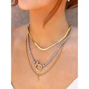 Waterproof Stainless Steel Chain Necklace, Unisex Casual Trendy Pendant Necklace, Assorted Necklaces, Fashion Jewelry for Party, Daily Decor, Trendy All-match & Exquisite Jewelry for Birthday Gift, Necklace Layering Clasp
