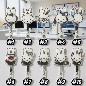 Kawaii Bunny Badge Reel, Acrylic Medical ID Holder, Nurse Ophthalmologist Gift