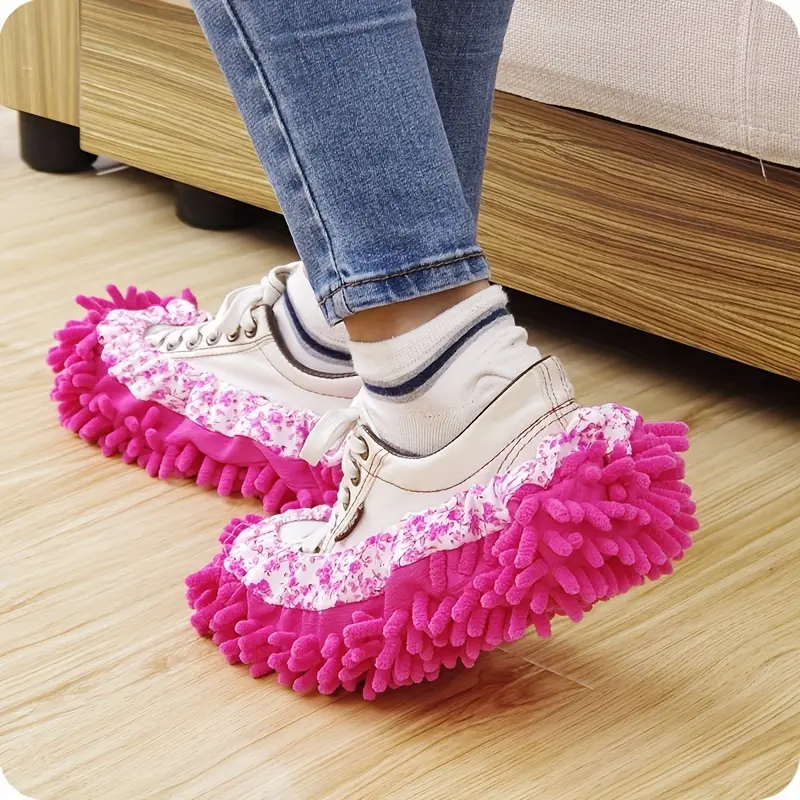 2-Pack Lazy Mop Slippers - Hardwood Floor Mop, Reusable, Removable, Washable - Chenier Dust Mop Shoe Cover for Floor Cleaning - No Electricity Required, Household Cleaning Tools for Living Rooms and Bedrooms