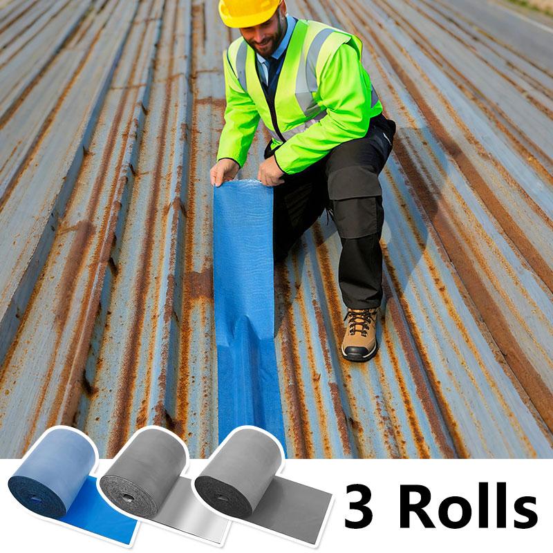 3-Roll All-Weather Roof Repair Tape,7.9" x 16' Waterproof Sealant for Metal Roof, PE Peel & Stick Patch, UV Resistant & Odorless Leak Protection for RV, Shed, Home