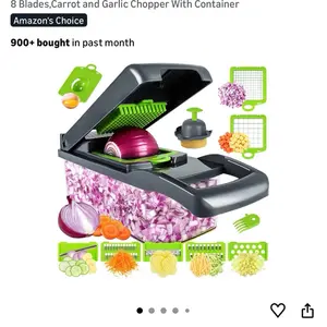 Vegetable Chopper, Pro Onion Chopper, Multifunctional 13 in 1 Food Chopper, Kitchen Vegetable Slicer Dicer Cutter,Veggie Chopper With 8 Blades,Carrot and Garlic Chopper With Container