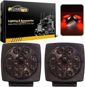Partsam Led Trailer Lights Smoked Red Combination Led Stop Tail Brake Turn Signal Light for Trailers