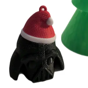 3D Printed Knitted Darth Vader Wearing Santa Hat
