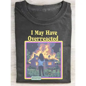 230G Washed, Fireball Surrounds My Home Printed T-Shirt, High-Quality Wax Printed Cotton Retro Fashion Brand T-Shirt, Suitable for Summer T-Shirt with a Certain Thickness, Holiday Gift