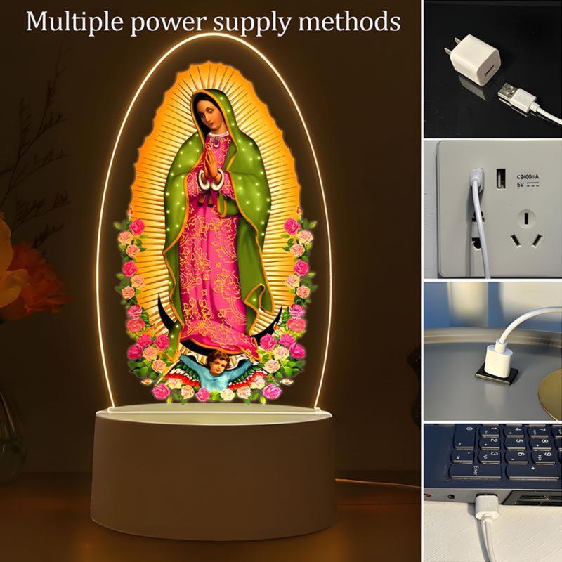 Our Lady of Guadalupe 3D Night Light, Virgin Mary LED Lamp for Home Altar & Prayer Room, Catholic Religious Decor, Spiritual Blessing Gift for Mom