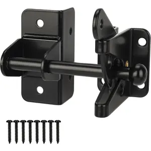Self Locking Gate Latch for Wooden Fence,Heavy Duty Gravity Fence Latch  Door Latch for  Gate,Metal Gates,Vinyl Fence,Gate Hardware Gate Door Lock for Outdoor Pool,Black Finish