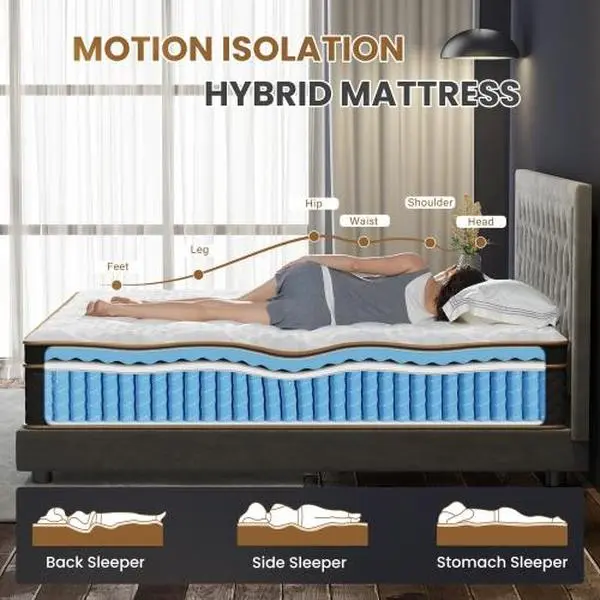 [ZYLUMI] Queen Size Hybrid Bed Mattress - 12 Inch Medium Firm, Cooling Gel Infused Memory Foam for Pressure Relief, CertiPUR-US & Oeko-TEX Certified High Quality Gel Infused Memory Foam Mattress, Gel Infused Mattress