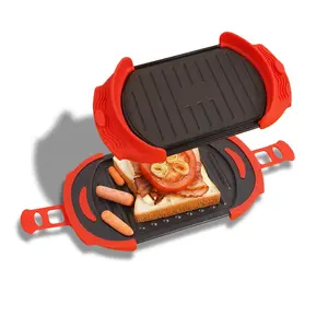 Microwave Grill Panini Press Machine, Microwave Sandwich Maker, Sandwich Toaster, Microwave Toast Oven, Toastie Machine, Suitable for Bacon, Wings, Steaks, Sausages, Fish