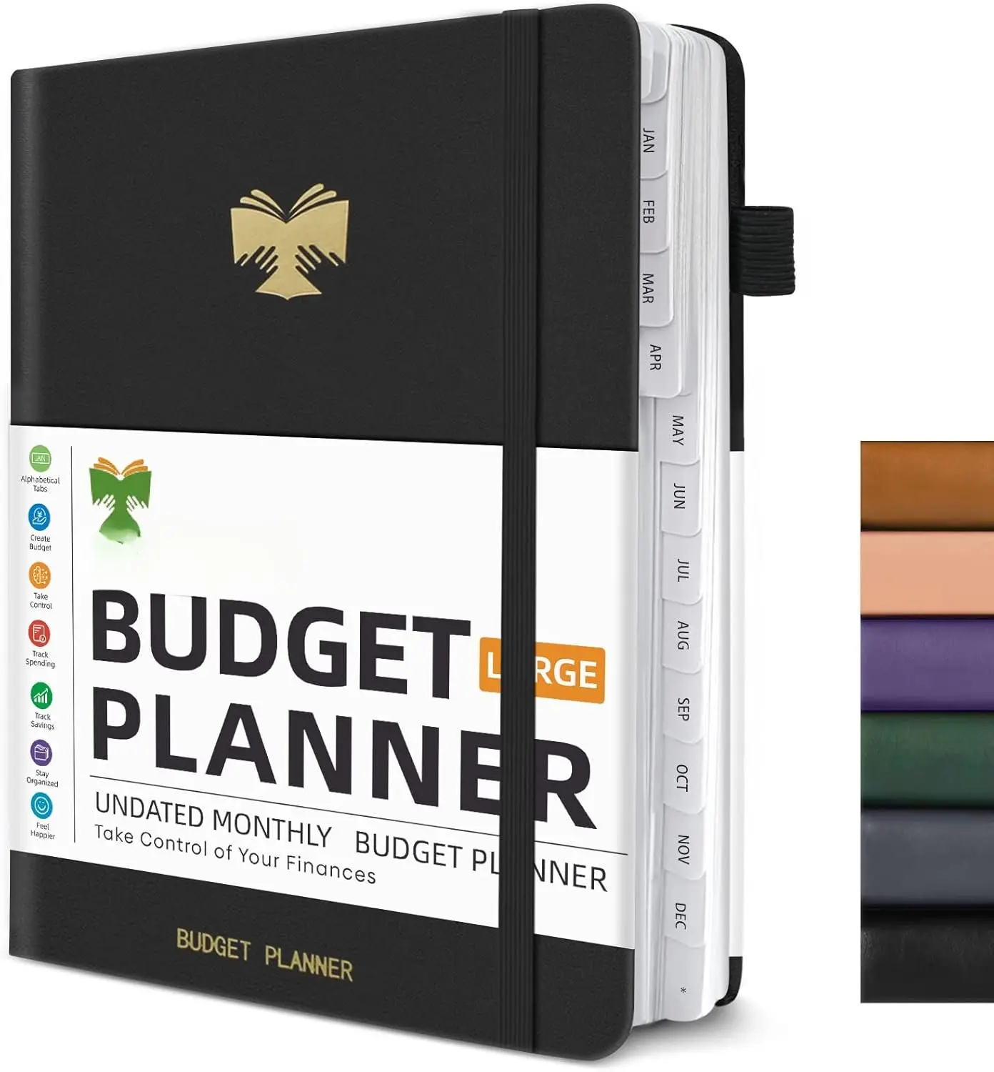 Durable Hardcover Budget Planner with Monthly Tabs, Large Size, Budgeting Journal, Guaranteed Satisfaction for Effective Finance Management (Black), Guranteed Satisfaction