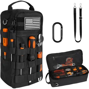 13 Inch Small Tool Bag, Duty Tool Organizer Bag with Shoulder Strap and D-ring Clip, Tool Bag, Tool Bag for Electricians, Carpenters, HVAC Technicians (Black)