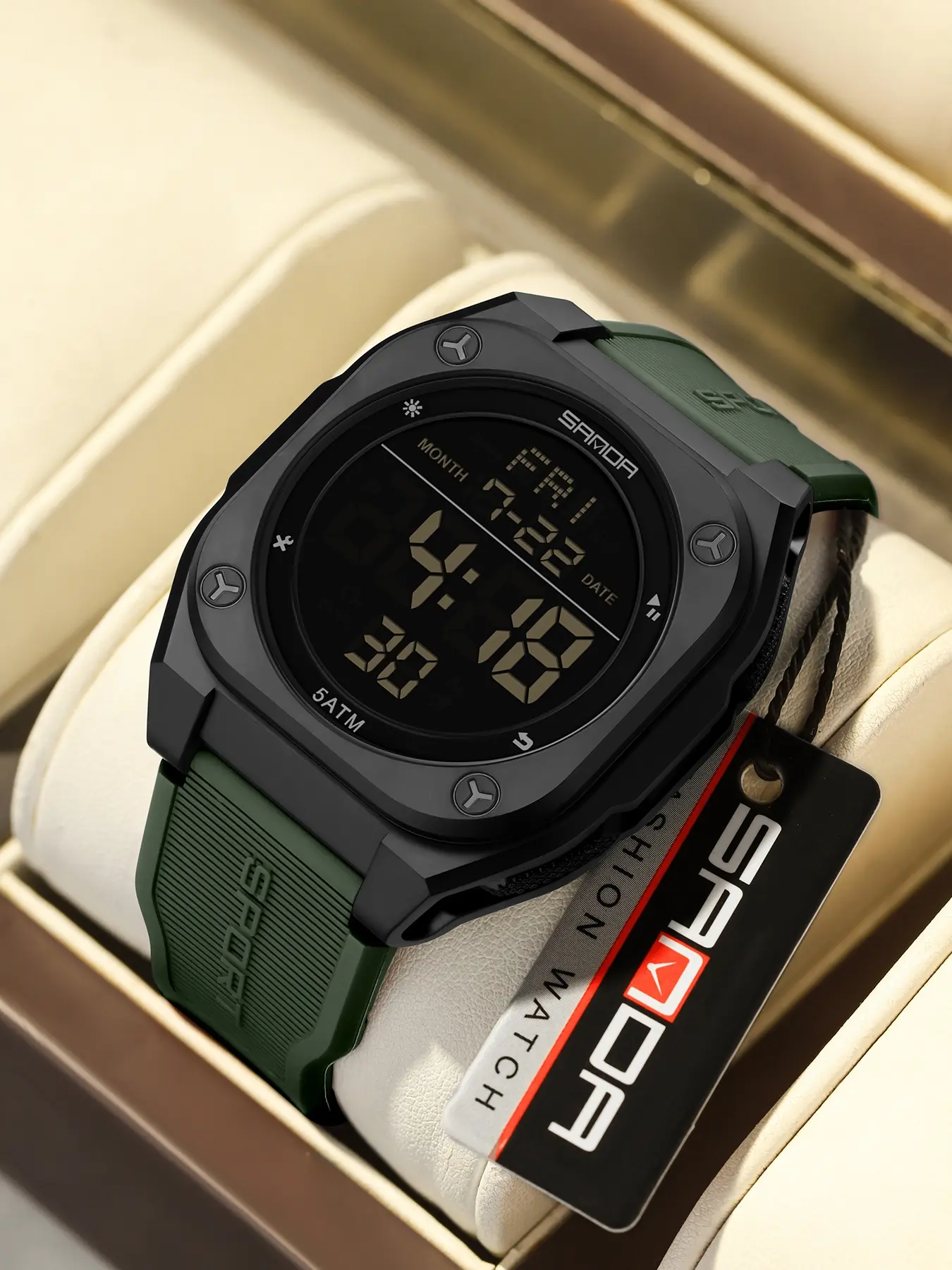 SANDA New 6272 Fashionable Men's Electronic Digital Watch Sports Multifunctional Waterproof LED Sport Casual Electronic Watch, Trendy Wristwatch, Round Dial Quartz Watch, with Box, Daily Decor, Trendy All-match, Durable Watch