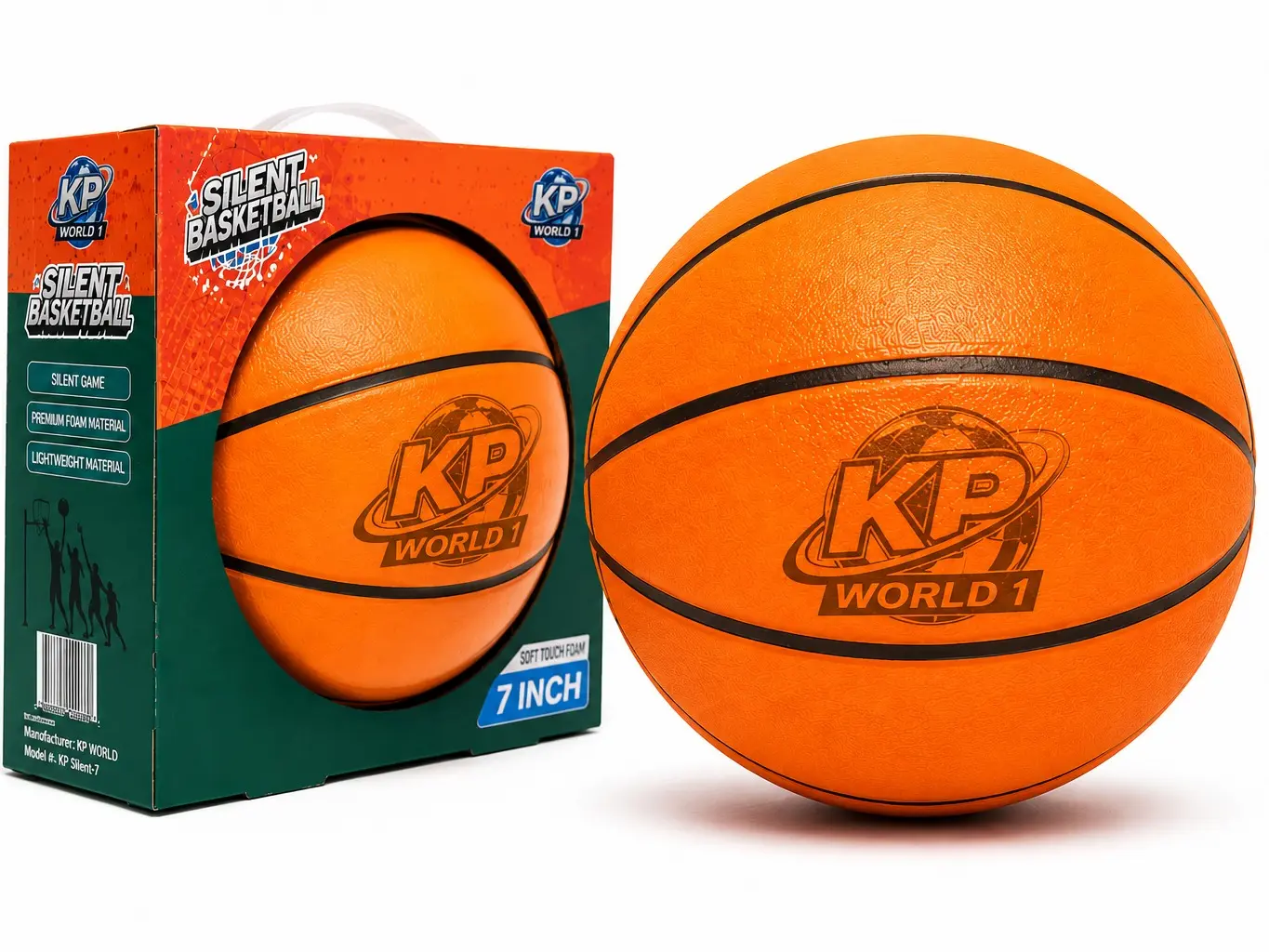 Silent Basketball Size 7 (29.5”) Airless Foam Training Ball | Quiet Indoor Basketball with High Bounce – Deep Grooves & Superior Grip Soft PU Foam Basketball for Home & Professional Practice