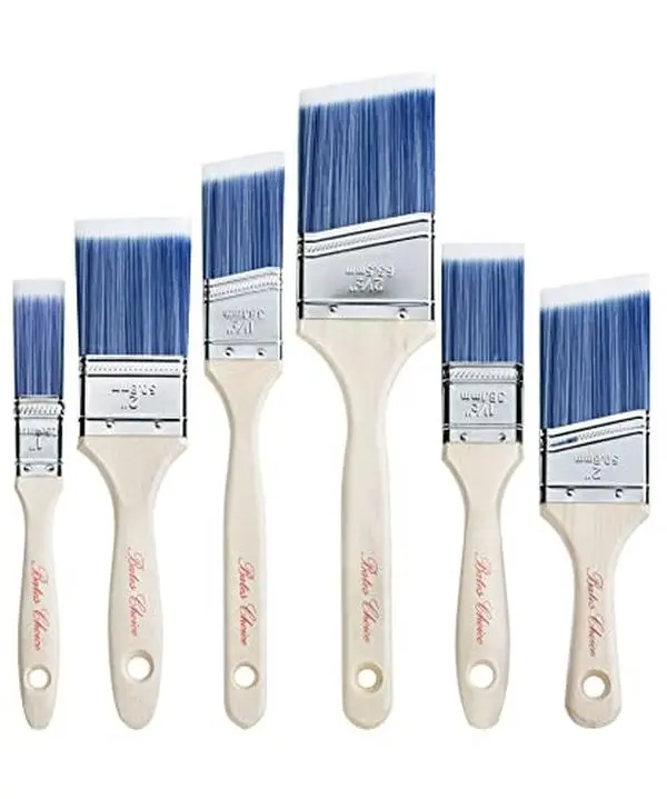 Bates- Paint Brushes, 6 Pack, Treated Wood Handle Brushes for Walls | for Stain Application and Interior Painting Projects