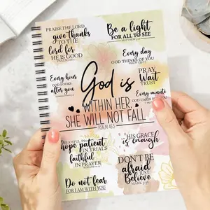 1 Spiral notebook featuring Bible verses, with floral design and motivational quotes, a handbook for women's faith, daily planning, paper, an ideal gift for Christian spiritual practice, motivational notebook, Devotional notebook, Floral cover