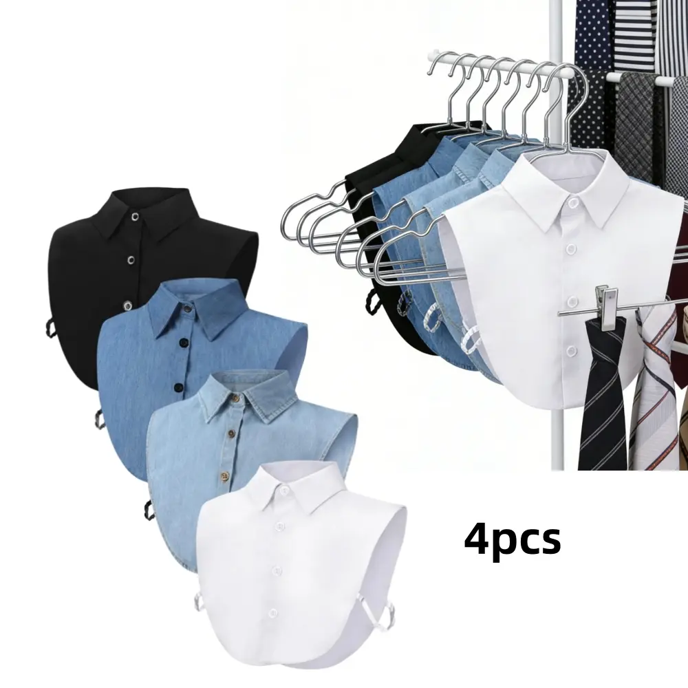 Women's 4-Piece Versatile Detachable Mock Collar Half Shirts, Maintenance-Friendly Dicky Collar Accessory for Specialty Kitchen Utensil Themed Setups, Halloween Costume Add-Ons, Formal Wear, Lady, Casual, 4 Pcs A Style, Affordable, Collared