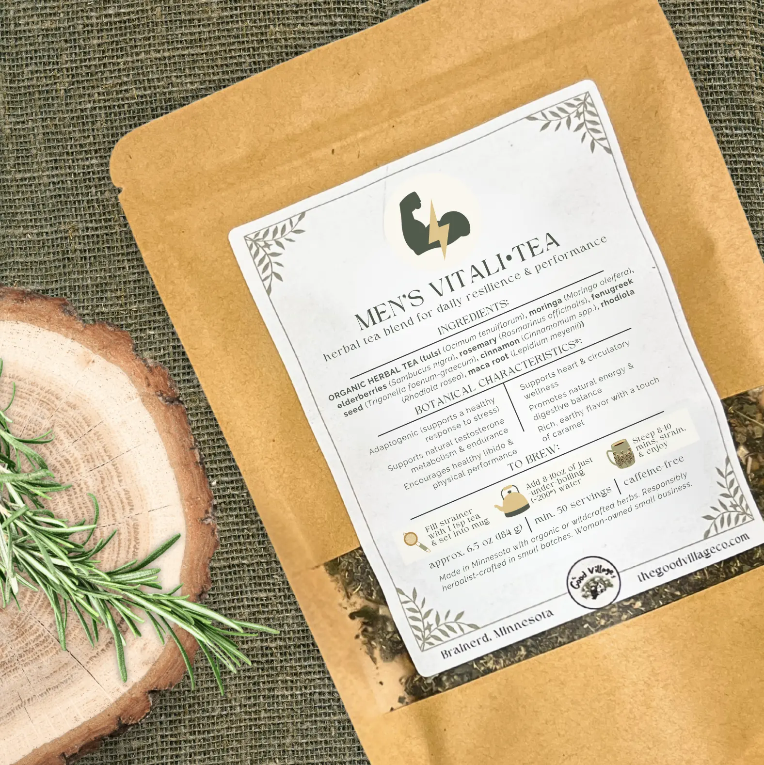 Men's Vitali•Tea: Loose-Leaf Herbal Tea Blend for Daily Resilience & Performance (Caffeine-Free) - Adaptogenic Traditional Hot Beverage for Testosterone, Cardiac Health, Digestive Balance, Energy, Libido, & Overall Wellness