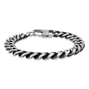 Steel by Design Men's Smooth Cuban Link Chain Bracelet