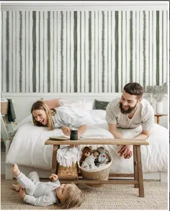 Peel and Stick Wallpaper Dark Green and White Contact Paper 17.3"×78.7" Line Stripe Wallpaper Removable Self Adhesive Wallpaper for Bedroom Living Room Bathroom Wall Covering Vinyl Roll