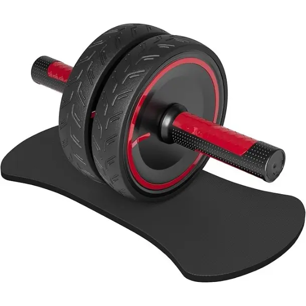Ab Roller Wheel, Metal Handle with Rubber Surface, Noiseless Rubber Abdominal Exercise Wheel with Knee Pad for Home Gym Fitness Equipment