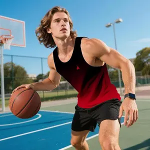 Basketball Game Vibe! Gradient Tank Top for Men | Gym Athletic Sleeveless Tee