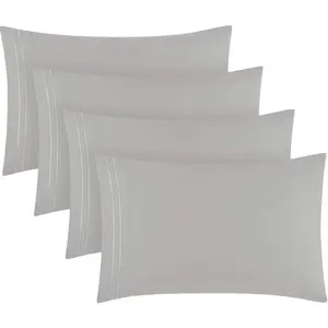 Pillow Cases Set - 4 count Iconic Collection Pillowcases - Luxury, Extra Soft, Cooling Pillow Covers - Wrinkle, Fade, Stain Resistant (Standard/ 20" x 30", Light Gray)