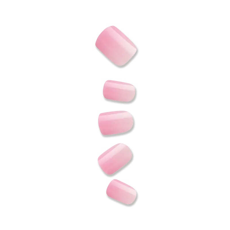 Impress Color No Glue Fake Press On Nails - Fairy Breath | Solid, Pink, Short, Squoval, Manicure