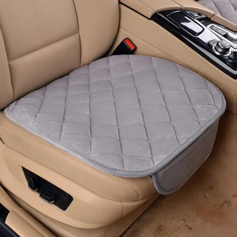 Rhombus Pattern Car Seat Cushion, 1 Count Plush Seat Cover, Car Interior Accessories For Women & Men