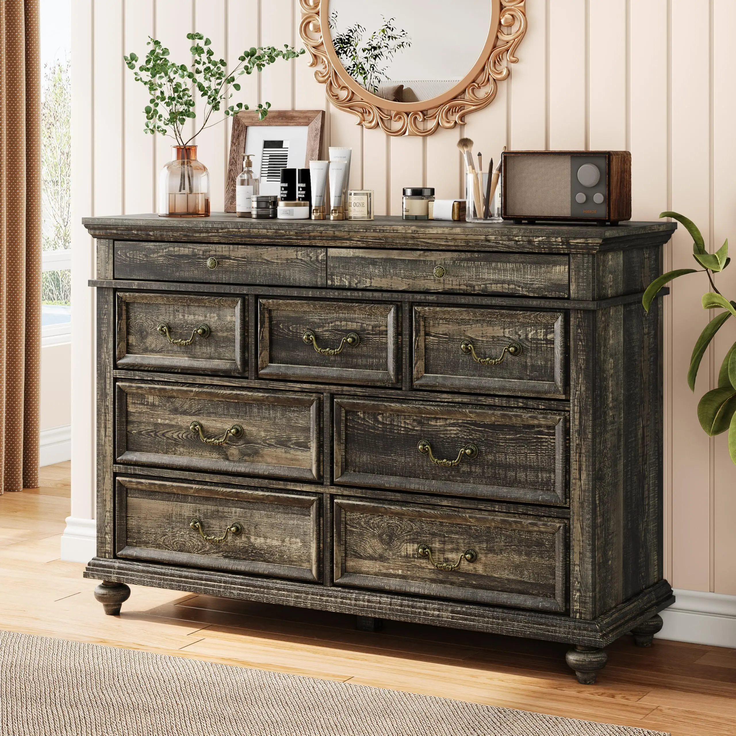 48in Wide Black Wooden 9-Drawer Dresser with Retro Handles, Drawers Chest, Storage Dressers, Large Storage Organizer for Bedroom, Living Room - TikTok Shop 48in Wide Black Wooden 9-Drawer Dresser with Retro Handles, Drawers Chest, Storage Dressers, Large Storage Organizer for Bedroom, Living Room - TikTok Shop
