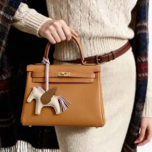 Heritage Luxe Shop Handmade Pegasus Leather Bag Charm Winged Horse Keychain Cream & Pink Bag Accessory Gift for Her Elegant Design Premium Craftsmanship