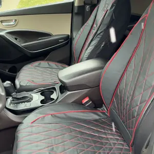 CAR PASS Piping Luxury PU Leather Car Seat Covers,Waterproof Anti Slip Compatible with Seat Armrests,Universal Fit for Suvs,Vans,Trucks,Airbag Safe Easy To Install