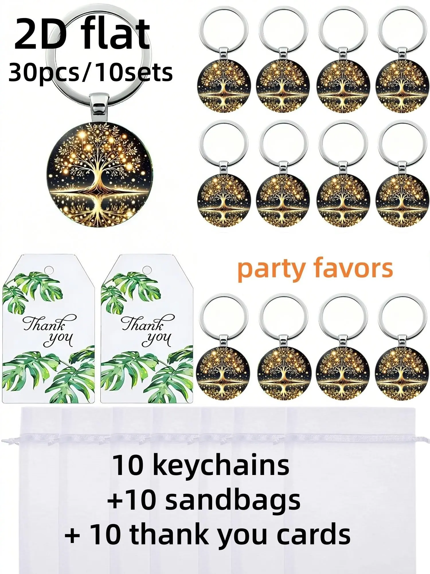 30-Piece Life Tree Keychain Gift Set, Includes Leaf Thank You Cards, Mesh Bags, Perfect for Back-To-School, Thanksgiving, Christmas, Teacher's Day