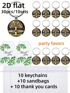 30-Piece Life Tree Keychain Gift Set, Includes Leaf Thank You Cards, Mesh Bags, Perfect for Back-To-School, Thanksgiving, Christmas, Teacher's Day