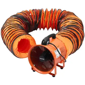 VEVOR Portable Ventilator, 12 inch Heavy Duty Cylinder Fan with 33ft Duct Hose, 560W Strong Shop Exhaust Blower 2894CFM, Industrial Utility Blower for Sucking Dust, Smoke, Smoke Home/Workplace