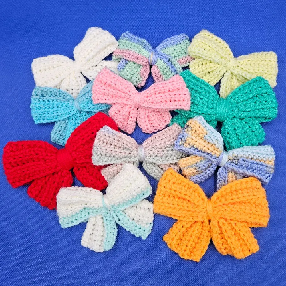 Crochet hair bow clips 2-pack set
