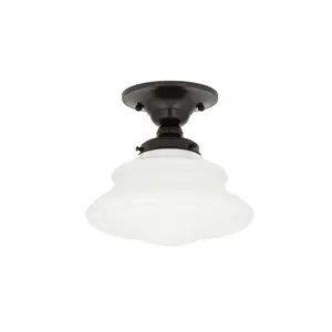 Petersburg Semi-Flush Ceiling Light With Glossy Opal Diffuser