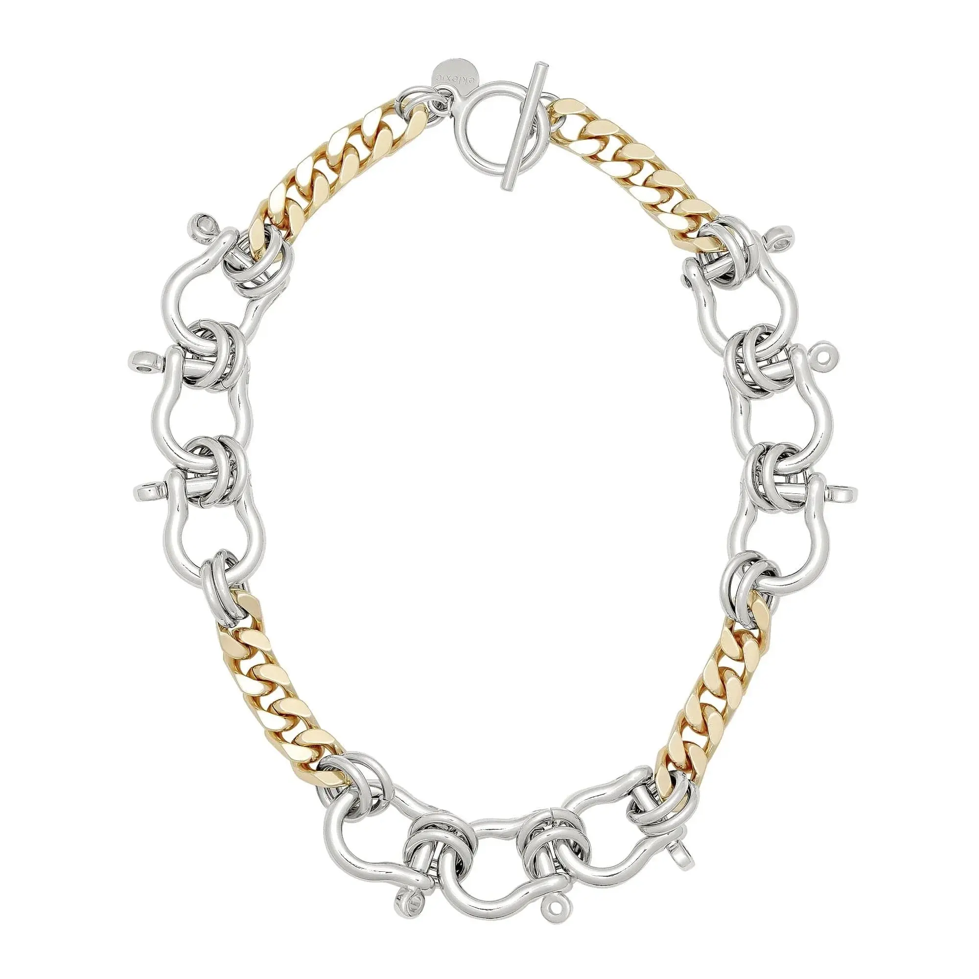Hendrick Two Toned Necklace with Chain Design and Decorative Elements