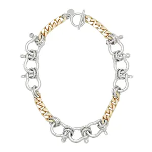 Hendrick Two Toned Necklace with Chain Design and Decorative Elements