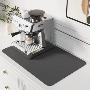 Coffee Mat Coffee Bar Spill-Proof Mat, Dish Drying Mat Hide Stain Absorbent Waterproof Rubber Backing Fit Under Coffee Machine, Pot Espresso Machine Bar Accessories-12"x19"