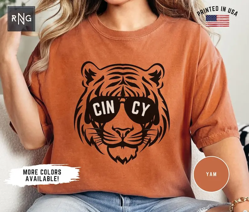 Cincinnati Football Comfort Color Shirt, Bengal Football Gameday T-Shirt, Cincinnati Football Apparel, Cincy Sports Fan