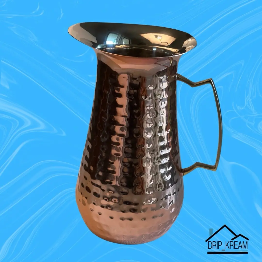 Turkish Copper Pitcher with Handles - Dripkream Drinkware Jugs Aesthetic Serving , steel lining mugs valentines day mom gift unique mug Pour great gift memory cool coffee birthday versatile drinkware reusable Romantic Anime