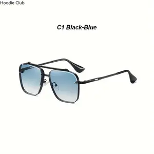 Unisex Gradient Polarized Sunglasses, Vintage Square Aviator Metal Frame Luxury Retro Eyewear with UV Protection for Men Women, Beach Outdoor Daily Wear Fashion Shades