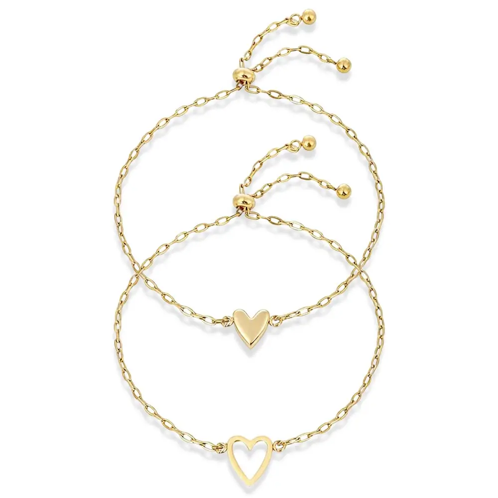 2Pcs Matching Heart Bracelets for Women, 14K Gold Plated Adjustable Matching Bracelet Set, Friendship Bracelets for Best Friends, Couples, Mothers and Daughters, Valentines Day or Birthday Gift for Her - Home Improvement.