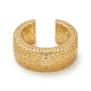 Vale & Veil — Paris | Forteresse Cuff Bracelet | Hand-Sculpted Gold Lattice Cuff