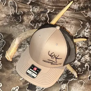 RichmondRich Nose Down Trucker Hat - Tan Mesh Cap with Signature Logo for Outdoor Enthusiasts