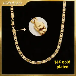 14K Gold-Plated Figaro Chain Necklace for Men – 6mm Wide, 20-24” Italian-Style Cuban Link, Tarnish-Free Nano Coating, Hip-Hop & Everyday Layering Jewelry