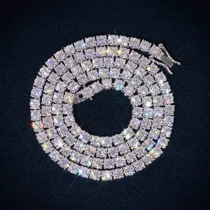 ESKEEM Copper 2/3/4/5mm Moissanite Tennis Chain Luxury Hip Hop VVS Moissanite Tennis Necklace Men Women Jewelry