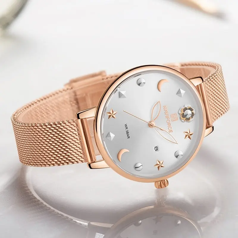 NAVIFORCE Women Watch Rose Gold Quartz Ladies
